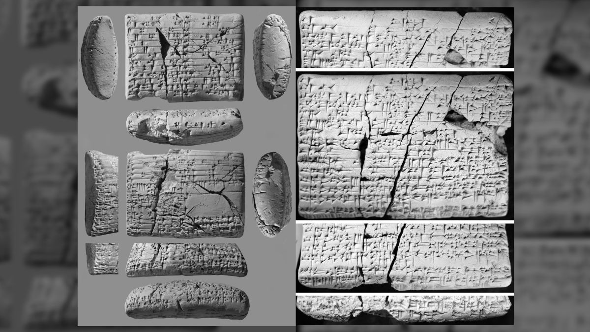The 4,000-year-old tablets reveal translations for 'lost' language, including a love song. (Image credit: Left: Rudolph Mayr/Courtesy Rosen Collection. Right: Courtesy David I. Owen)<br />
