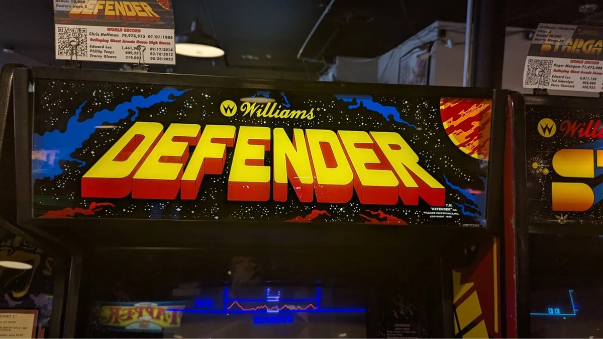 the cabinet marquee for Defender