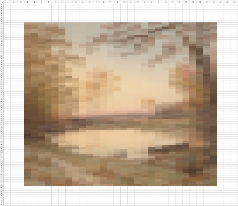 abstract image of a pond made in Excel