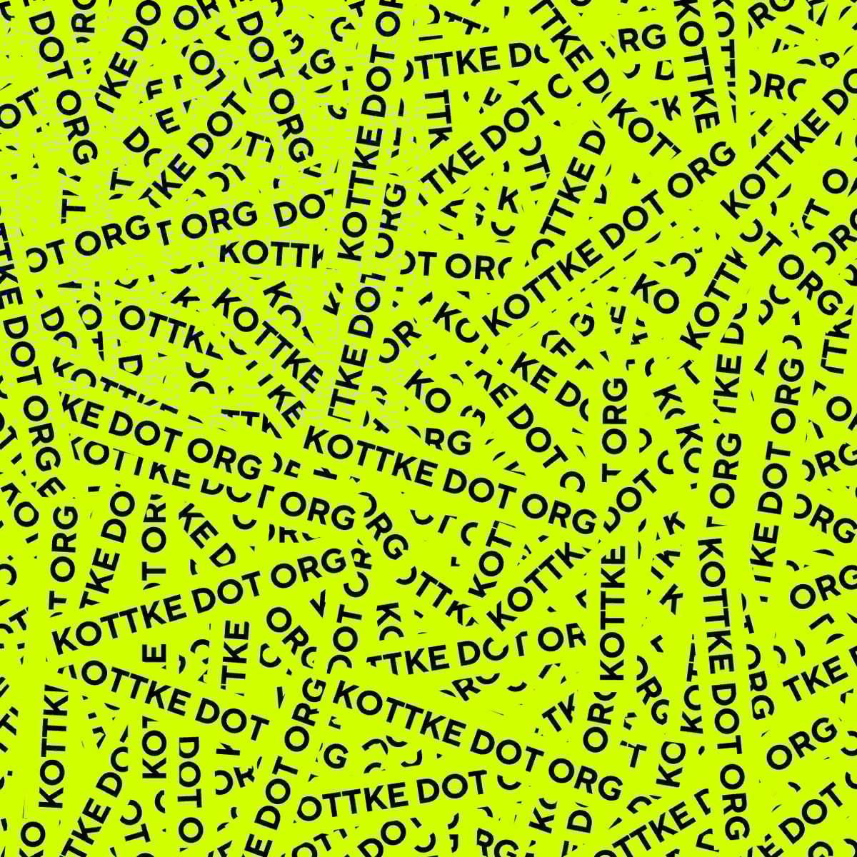 a bunch of overlapping 'KOTTKE DOT ORG' phrases with a bright green background