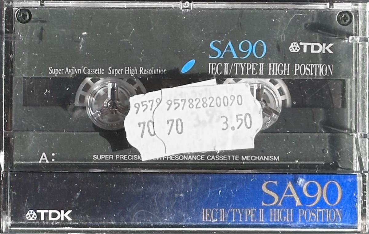 image of a cassette tape with a price tag on it