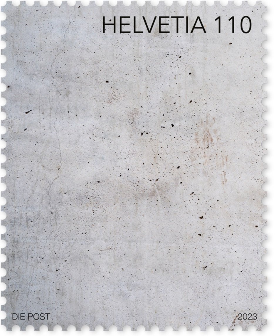 a Swiss stamp that looks like polished concrete
