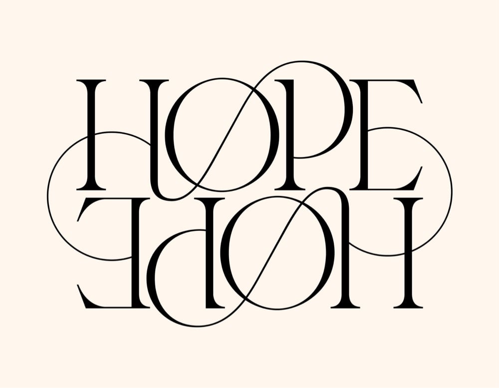 the word 'hope' in a flowing script, twice