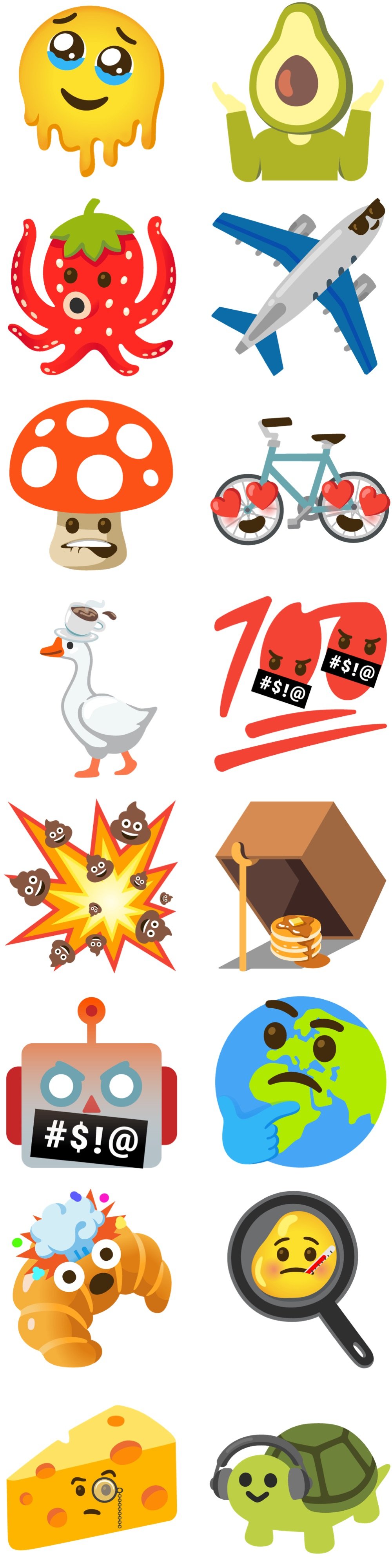 a variety of emojis created from exisitng emojis