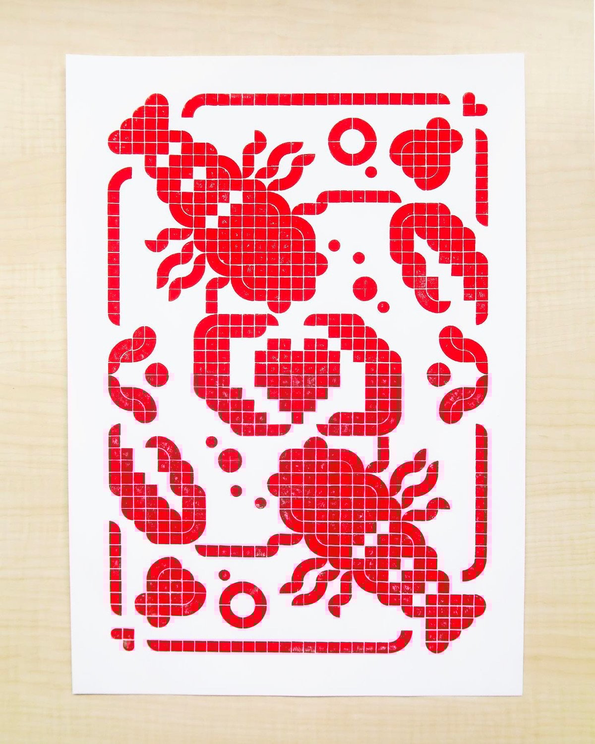 a letterpress print of a lobster