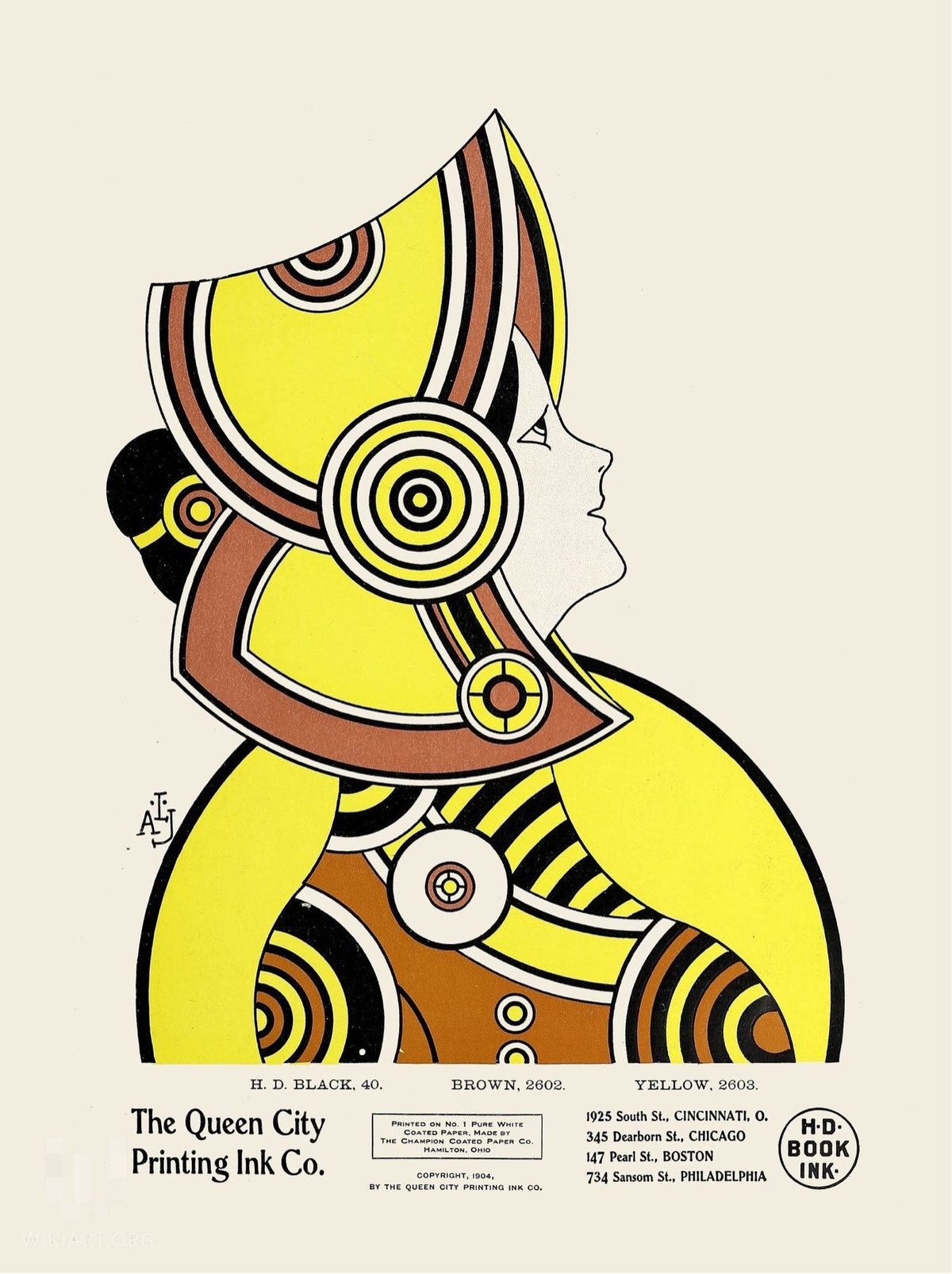 an advertisement for Queen City Ink drawn by Augustus Jansson