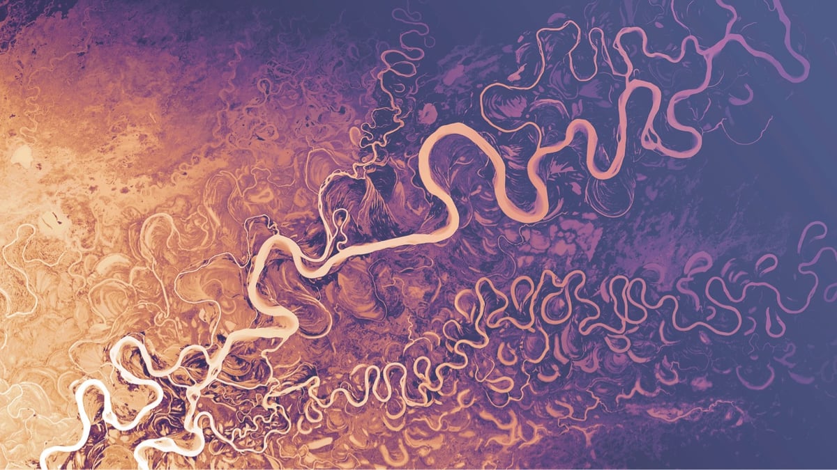 colorful Lidar image of a river
