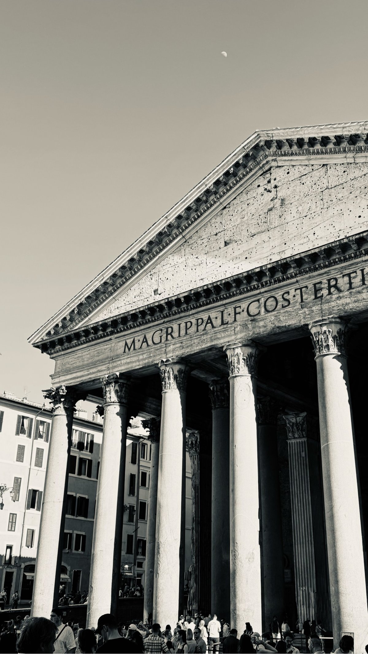 black and white photo of a Roman temple