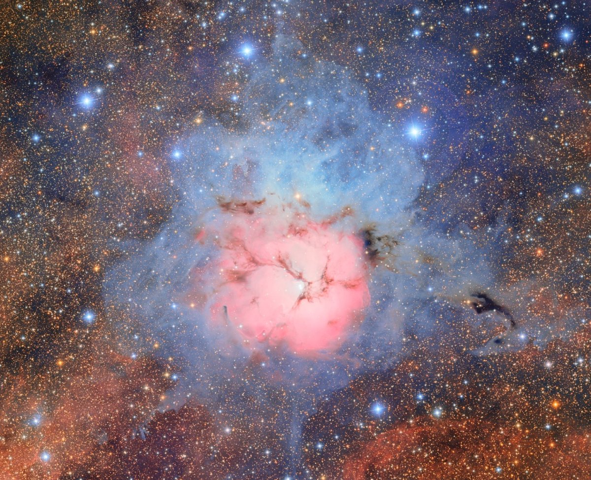 closeup of a brightly colored nebula