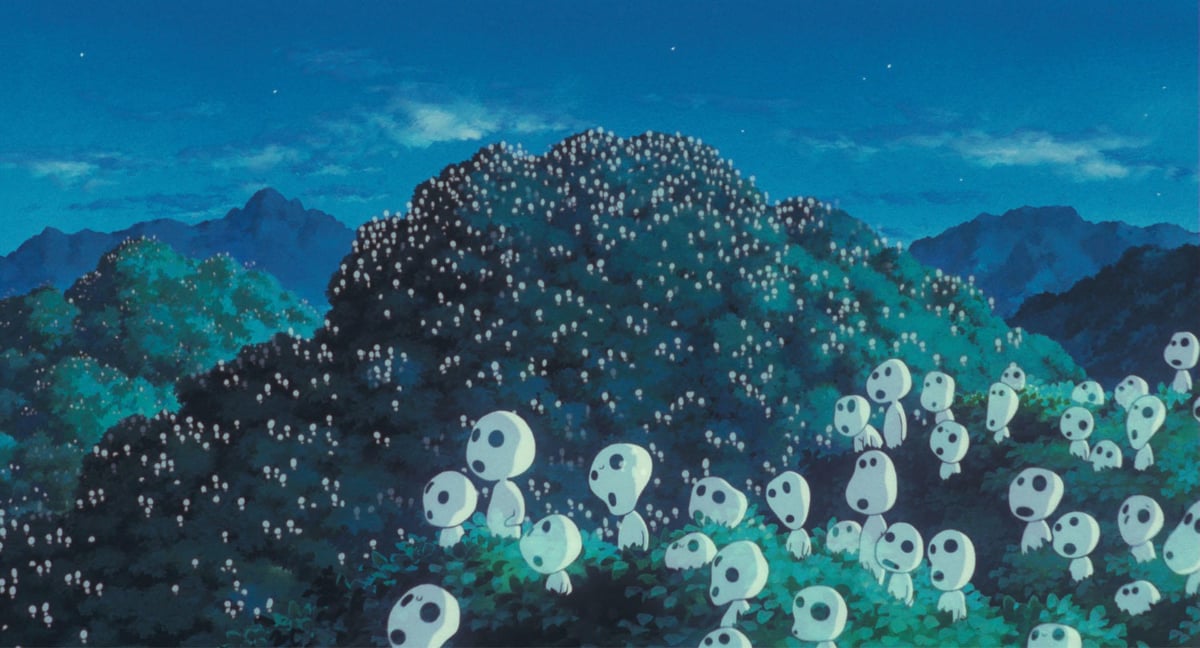 a still from a Studio Ghibli movie featuring Miyazaki's weird little guys