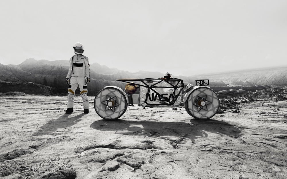 an electric motorcycle designed to drive on the Moon