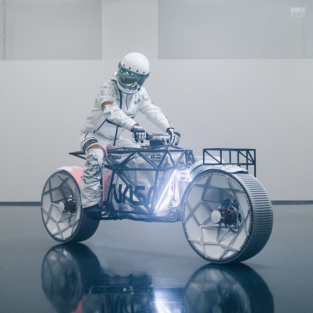 an electric motorcycle designed to drive on the Moon