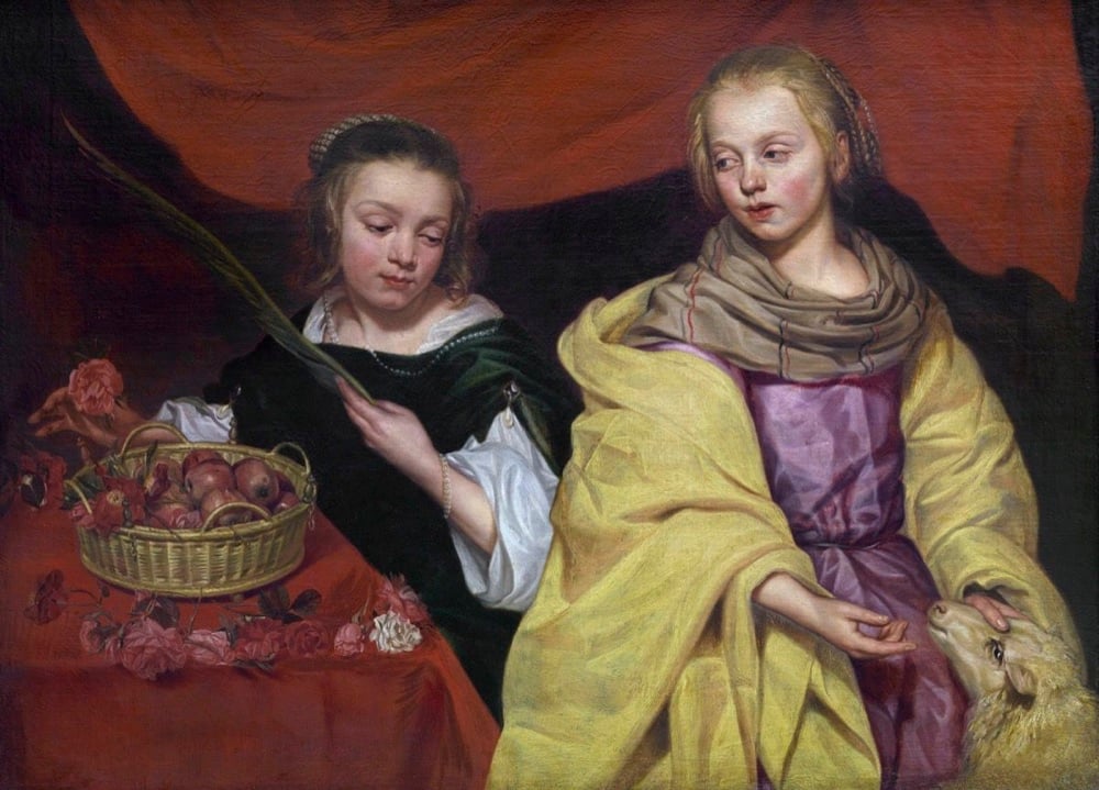 Michaelina Wautier, Two Girls as Saint Agnes and Saint Dorothea, 1643-59