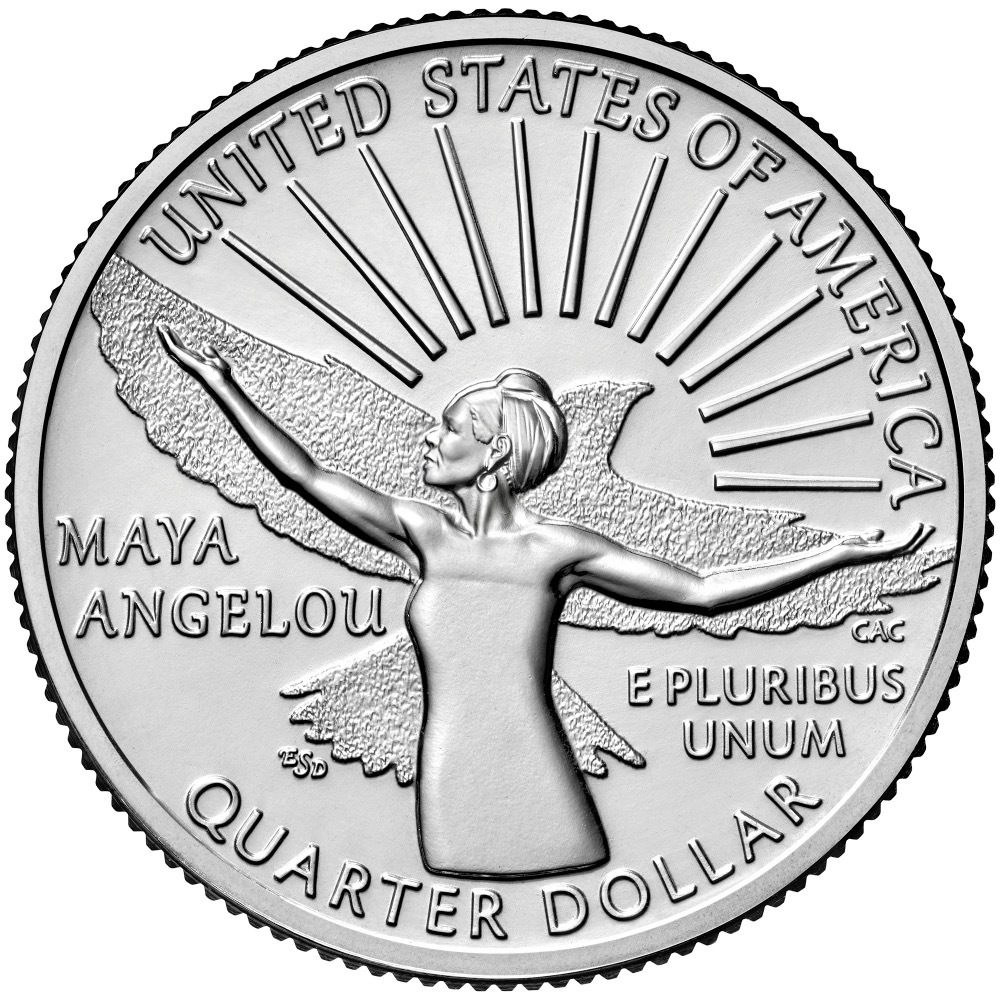US quarter featuring Maya Angelou on the reverse side