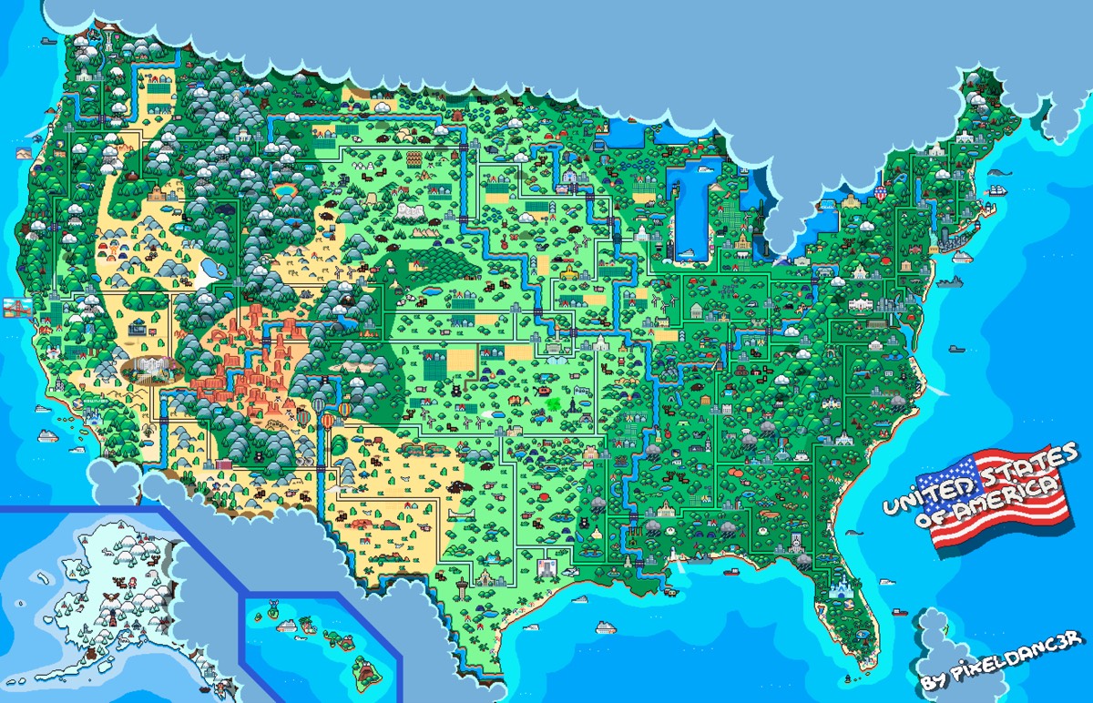Animated Pixel Map of the USA