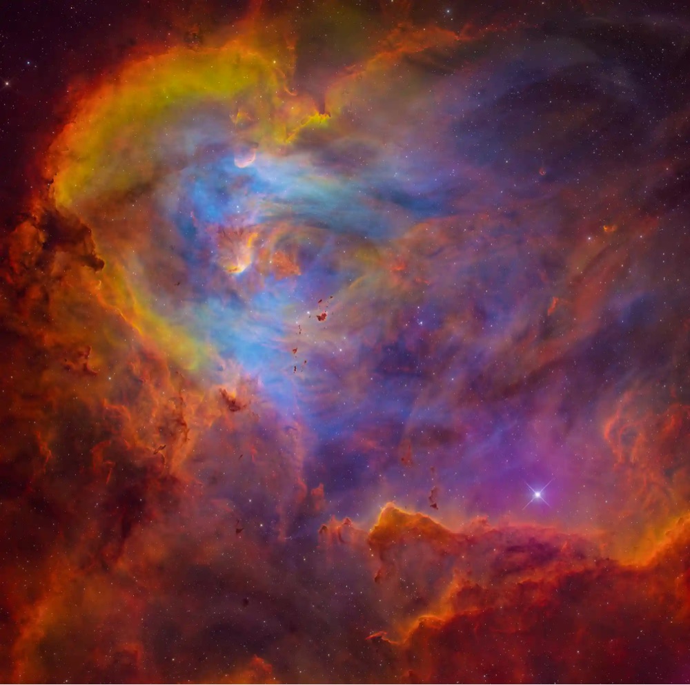 a colorful shot of The Running Chicken Nebula