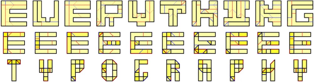 a sample of a typeface where each letter can be 'folded' into any other letter