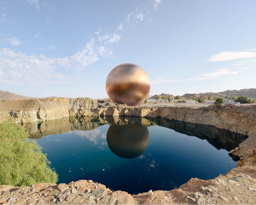 sphere of metal next to a mine