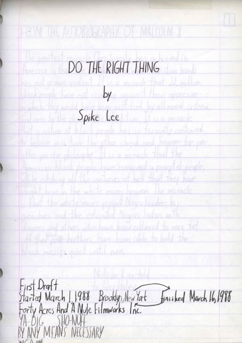 Do The Right Thing first draft