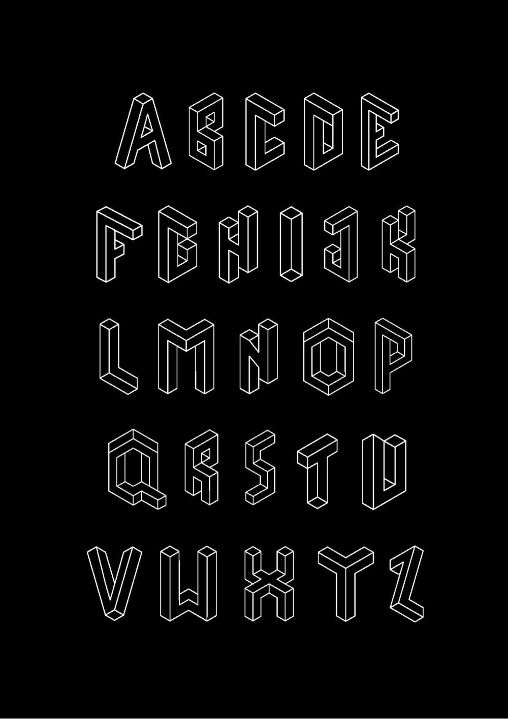 a sample of a typeface with impossible shapes