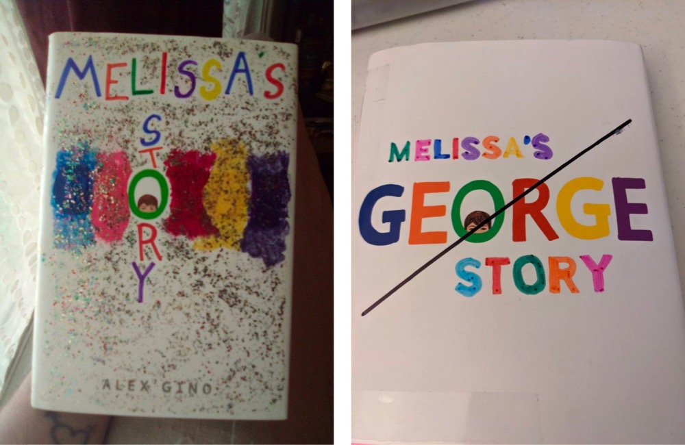 two book covers altered to change the name of a book from 'George' to 'Melissa's Story'