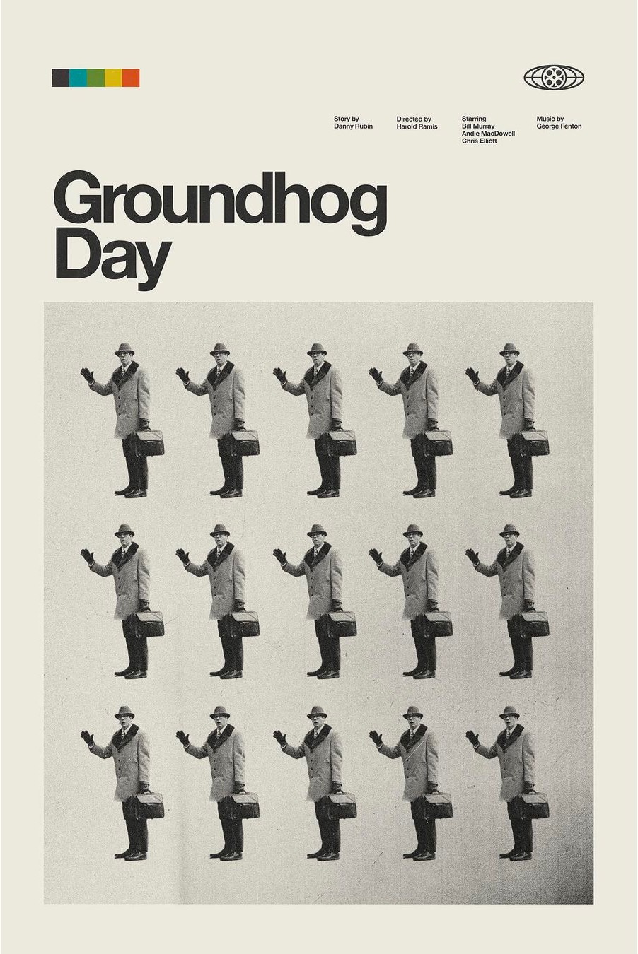 retro modern movie poster for Groundhog Day