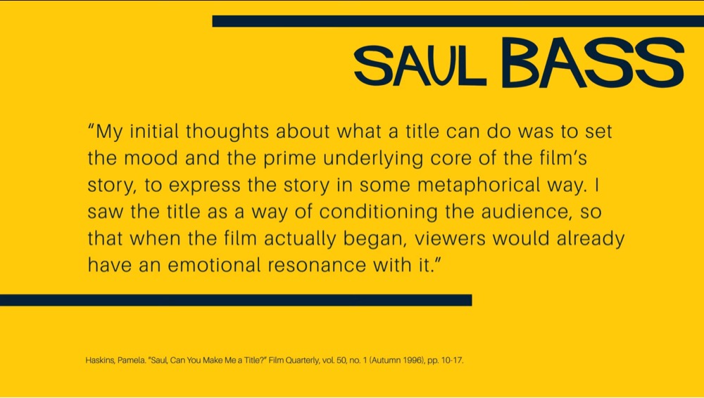 a quote from Sual Bass on title design