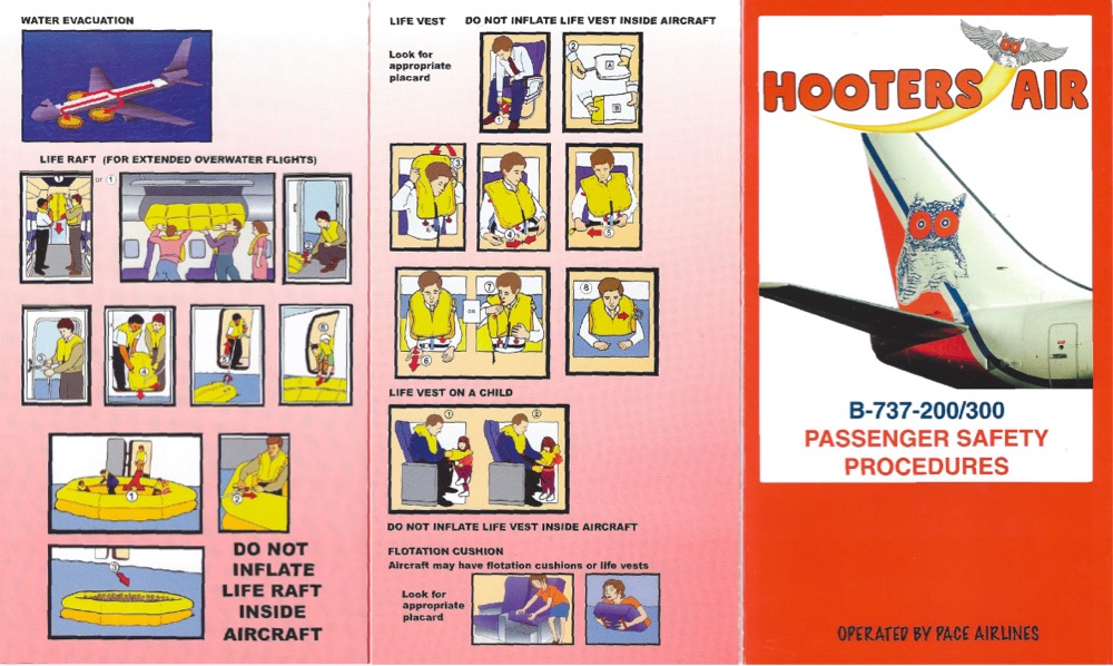 seatback safety card for Hooters Air