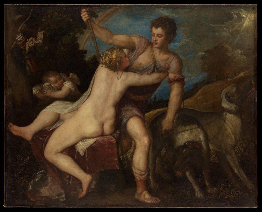 a painting of Venus & Adonis by Titian